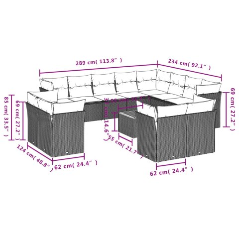 13-częściowy zestaw mebli ogrodowych z poduszkami, beżowy, polirattan Lumarko!
