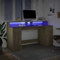 Biurko z podświetleniem LED, dąb sonoma, 160x55x91 cm Lumarko!