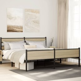 Metalowa rama łóżka, bez materaca, dąb sonoma, 183x213 cm Lumarko!