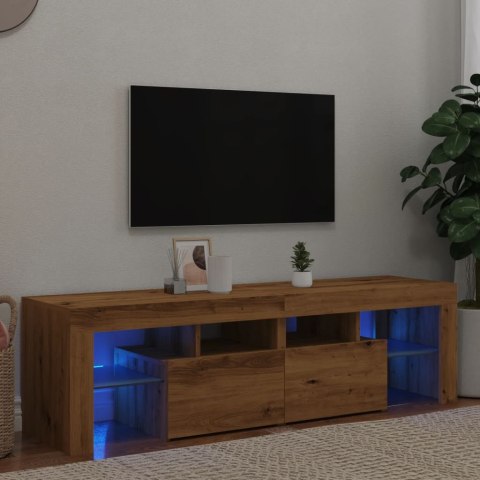 Szafka pod TV z oświetleniem LED, dąb artisan, 140x36,5x40 cm Lumarko!