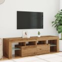 Szafka pod TV z oświetleniem LED, dąb artisan, 140x36,5x40 cm Lumarko!