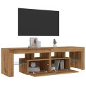 Szafka pod TV z oświetleniem LED, dąb artisan, 140x36,5x40 cm Lumarko!