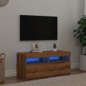 Szafka pod TV z oświetleniem LED, dąb artisan, 90x35x40 cm Lumarko!