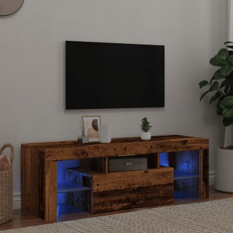 Szafka pod TV z oświetleniem LED, stare drewno, 120x36,5x40 cm Lumarko!