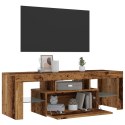 Szafka pod TV z oświetleniem LED, stare drewno, 120x36,5x40 cm Lumarko!