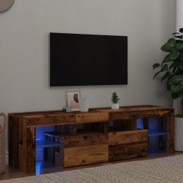 Szafka pod TV z oświetleniem LED, stare drewno, 140x36,5x40 cm Lumarko!