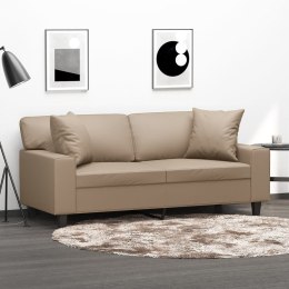 2-osobowa sofa z poduszkami, cappuccino, 140 cm, sztuczna skóra Lumarko!