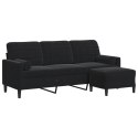 3-osobowa sofa z podnóżkiem, czarna, 180 cm, aksamit Lumarko!