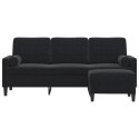 3-osobowa sofa z podnóżkiem, czarna, 180 cm, aksamit Lumarko!