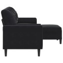 3-osobowa sofa z podnóżkiem, czarna, 180 cm, aksamit Lumarko!