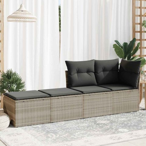 2-cz sofa ogrodowa z poduszkami, jasnoszary, rattan PE i akacja