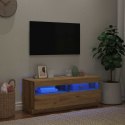 Szafka pod TV z oświetleniem LED, dąb artisan, 100x35x40 cm Lumarko!