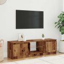 Szafka pod TV z oświetleniem LED, stare drewno, 140x40x35,5 cm Lumarko!