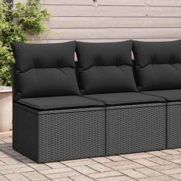 VidaXL 4-cz. sofa ogrodowa z poduszkami, czarny rattan PE i akacja