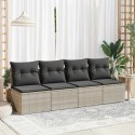 4-cz sofa ogrodowa z poduszkami, jasnoszary, rattan PE i akacja