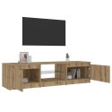 Szafka pod TV z oświetleniem LED, dąb artisan, 140x40x35,5 cm Lumarko!