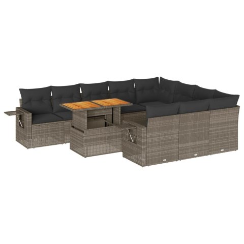 11-częściowy zestaw mebli ogrodowych z poduszkami, szary rattan PE Lumarko!
