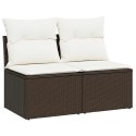 4-cz sofa ogrodowa z poduszkami, brązowy rattan PE i akacja