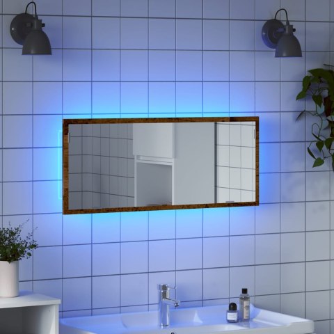 Lustro łazienkowe z LED, stare drewno, 100x8,5x37 cm