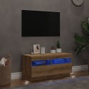 Szafka pod TV z oświetleniem LED, dąb artisan, 80x35x40 cm Lumarko!