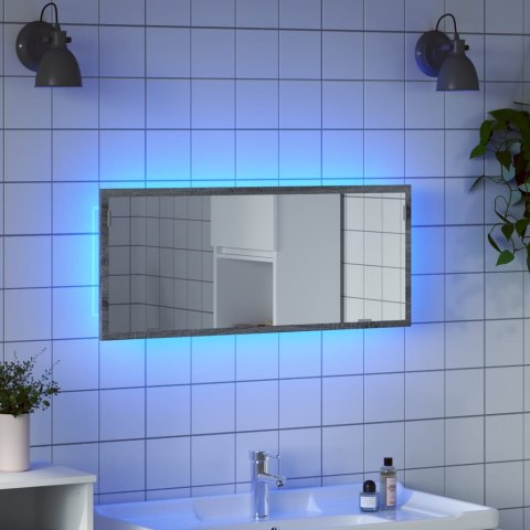 Lustro łazienkowe z LED, szary dąb sonoma, 100x8,5x37 cm Lumarko!