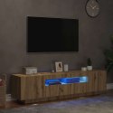 Szafka pod TV z oświetleniem LED, dąb artisan, 160x35x40 cm Lumarko!