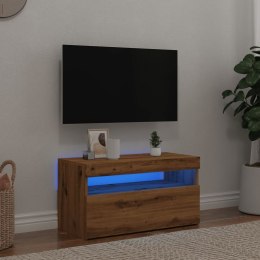 Szafka pod TV z oświetleniem LED, dąb artisan, 75x35x40 cm Lumarko!