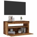 Szafka pod TV z oświetleniem LED, stare drewno, 75x35x40 cm Lumarko!