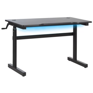 Biurko gamingowe Z otworem na kable Z wbudowanymi światłami RGB LED Regulowana wysokość Czarny DURBIN