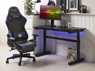 Biurko gamingowe Z otworem na kable Z wbudowanymi światłami RGB LED Regulowana wysokość Czarny DURBIN