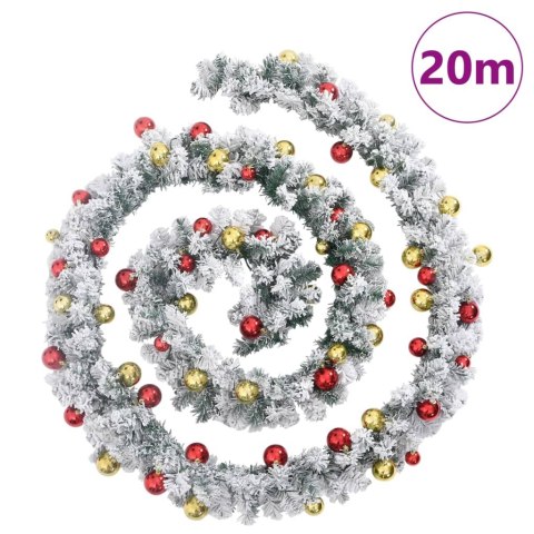 Świąteczna girlanda z bombkami i światłami LED, zielona, 20 m