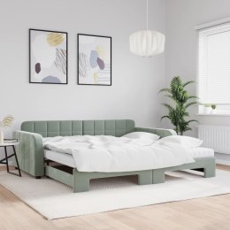 Sofa rozsuwana z materacami, jasnoszara, 100x200 cm, aksamit Lumarko!