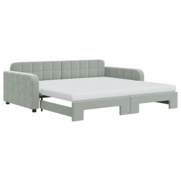 Sofa rozsuwana z materacami, jasnoszara, 100x200 cm, aksamit Lumarko!
