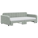Sofa rozsuwana z materacami, jasnoszara, 100x200 cm, aksamit Lumarko!