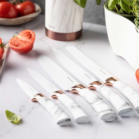 ZESTAW 5 NOŻY KUCHENNYCH W STOJAKU KINGHOFF KH-7800 Lumarko!