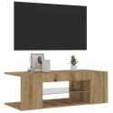 Szafka pod TV z oświetleniem LED, dąb artisan, 90x39x30 cm Lumarko!