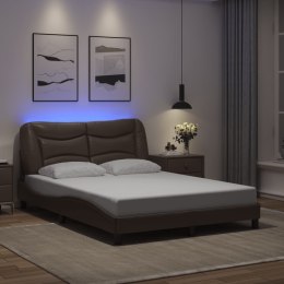 Rama łóżka z LED, brązowa, 140x190 cm, sztuczna skóra Lumarko!