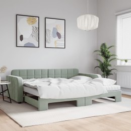 Sofa rozsuwana z materacami, jasnoszara, 90x200 cm, aksamit Lumarko!