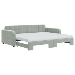 Sofa rozsuwana z materacami, jasnoszara, 90x200 cm, aksamit Lumarko!