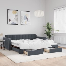Sofa rozsuwana z szufladami, ciemnoszara, 100x200 cm, aksamit Lumarko!