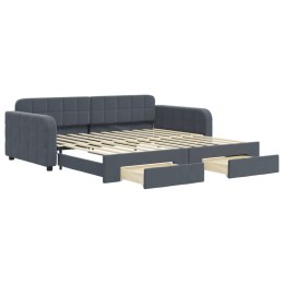 Sofa rozsuwana z szufladami, ciemnoszara, 100x200 cm, aksamit Lumarko!