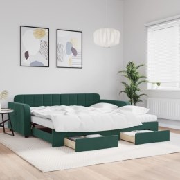 Sofa rozsuwana z szufladami, ciemnozielona, 100x200 cm, aksamit Lumarko!