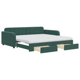 Sofa rozsuwana z szufladami, ciemnozielona, 100x200 cm, aksamit Lumarko!