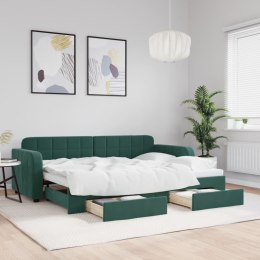 Sofa rozsuwana z szufladami, ciemnozielona, 80x200 cm, aksamit Lumarko!