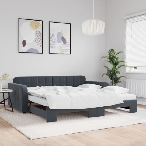 Sofa rozsuwana z materacami, ciemnoszara, 100x200 cm, aksamit Lumarko!
