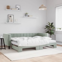 Sofa rozsuwana z materacami, jasnoszara, 80x200 cm, aksamit Lumarko!