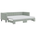 Sofa rozsuwana z materacami, jasnoszara, 80x200 cm, aksamit Lumarko!