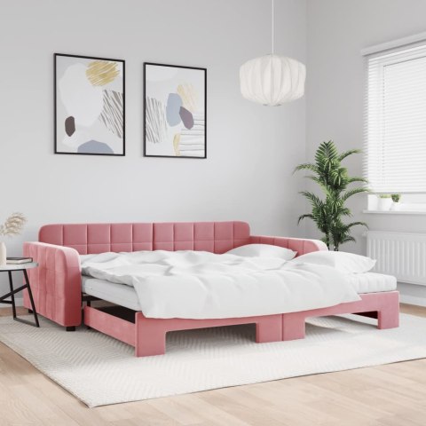 Sofa rozsuwana z materacami, różowa, 100x200 cm, aksamit Lumarko!