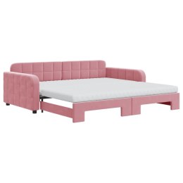 Sofa rozsuwana z materacami, różowa, 100x200 cm, aksamit Lumarko!