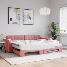 Sofa rozsuwana z materacami, różowa, 90x200 cm, aksamit Lumarko!